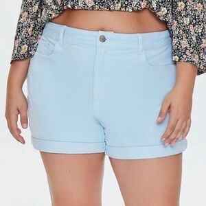 Forever 21- Cuffed Hem Corduroy Shorts- Light Blue- Size: 27